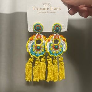 NWT Treasured Jewels Colorful Beaded Tassel Earrings
